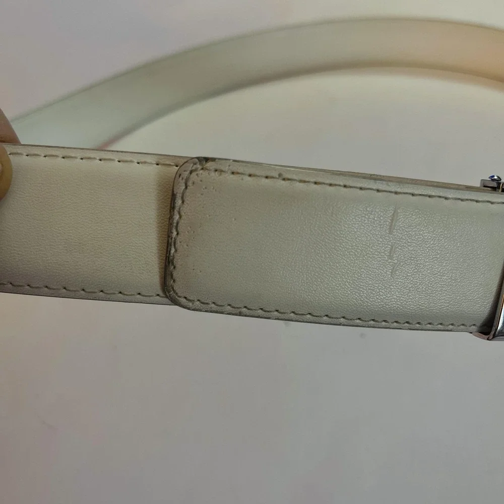 READ Mission Belt‎ Mens 50 White Leather Ratchet Automatic Buckle Adjustable